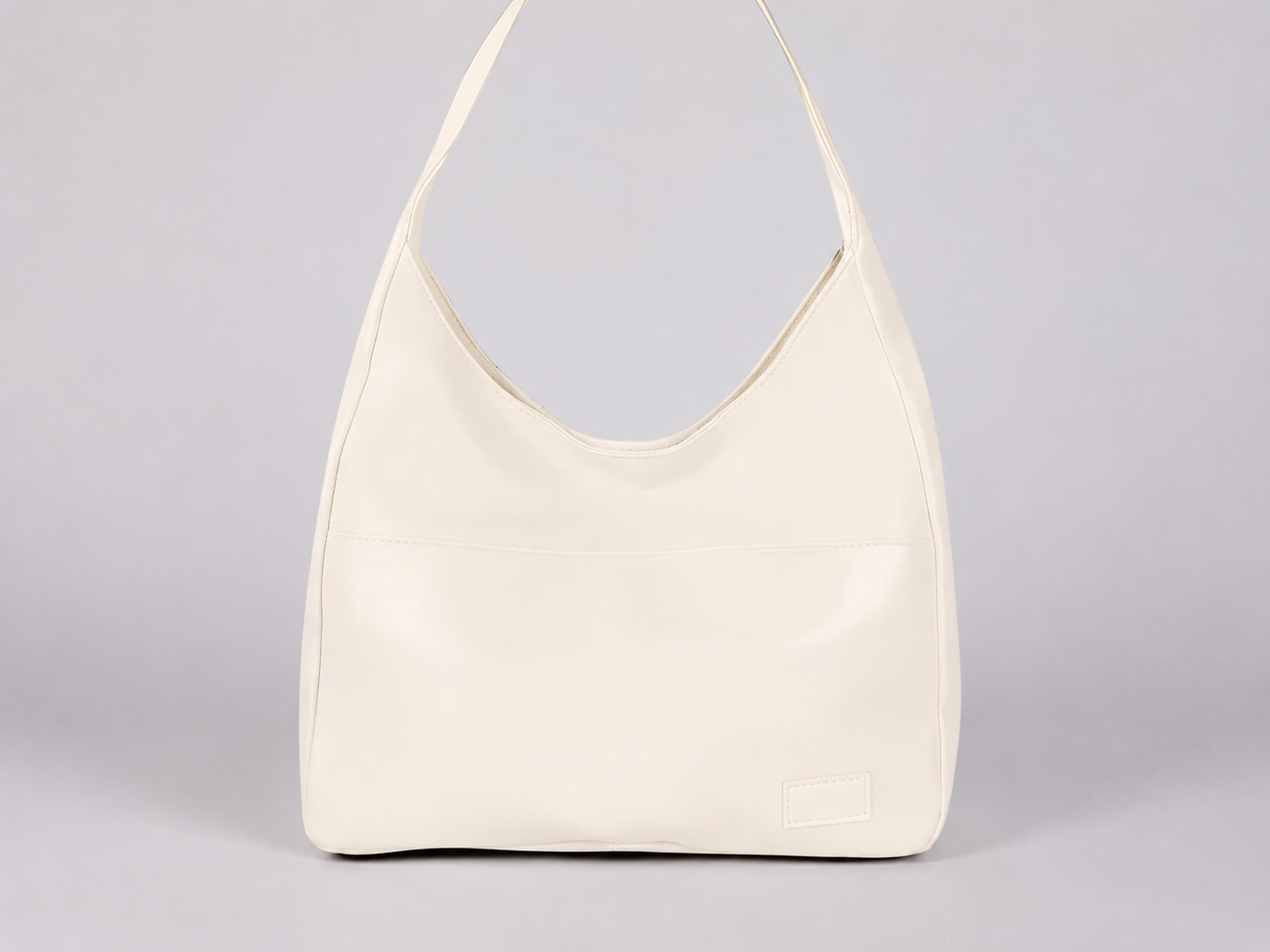 Curved Leather Hobo Bag