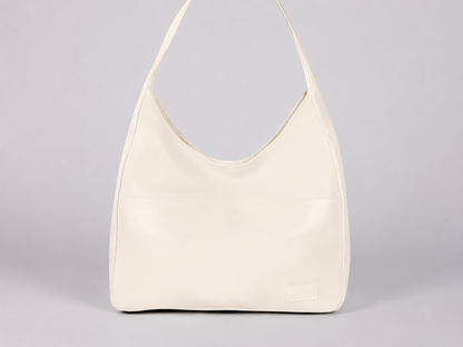 Curved Leather Hobo Bag