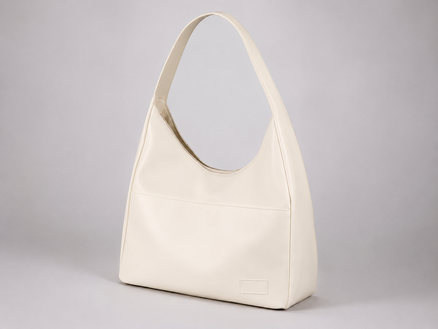 Curved Leather Hobo Bag