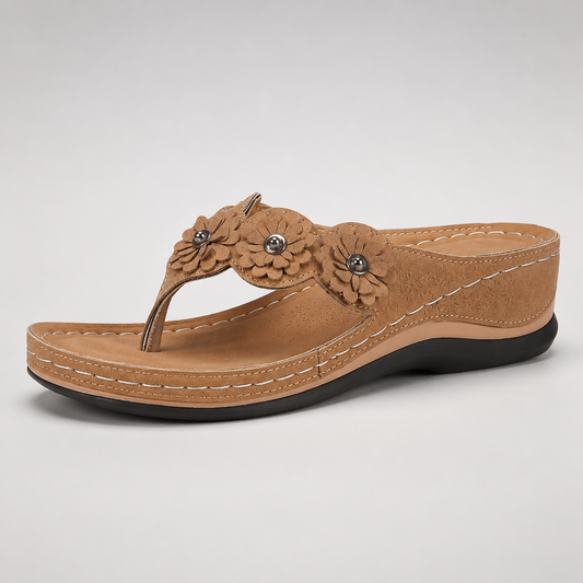 Floral Thong Wedge Sandals