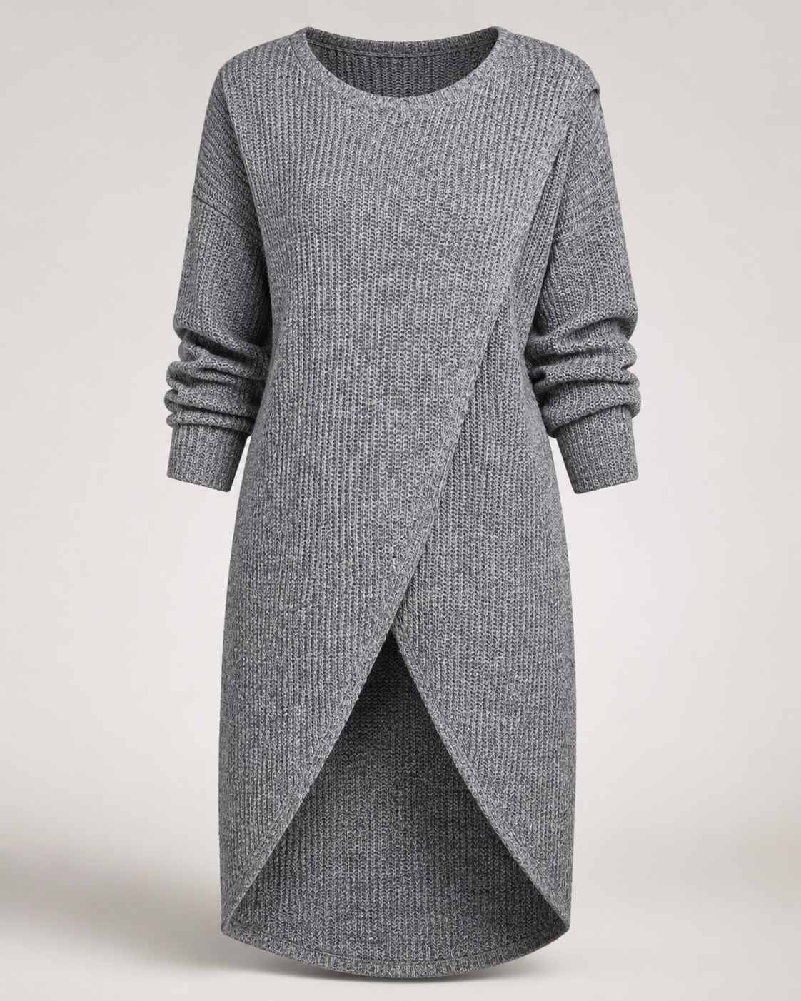 Wrap-Front Longline Sweater