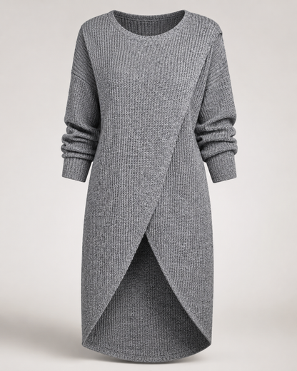 Wrap-Front Longline Sweater