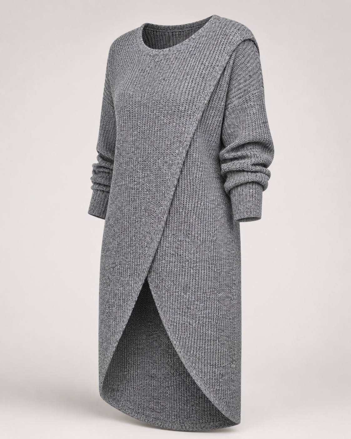 Wrap-Front Longline Sweater